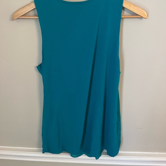 New York & Company Green/Teal Sheer Overlay Tank Top Women’s Size L - Picture 2 of 3